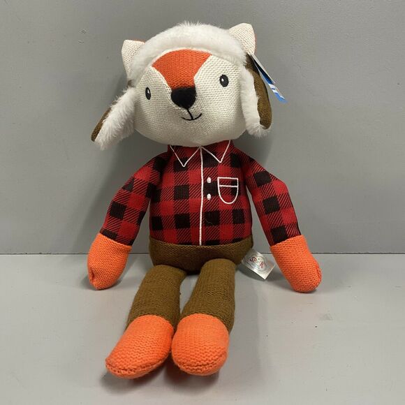 Spark Create Imagine Knit Christmas Winter Fox Lovey Rattle Stuffed Animal NWT